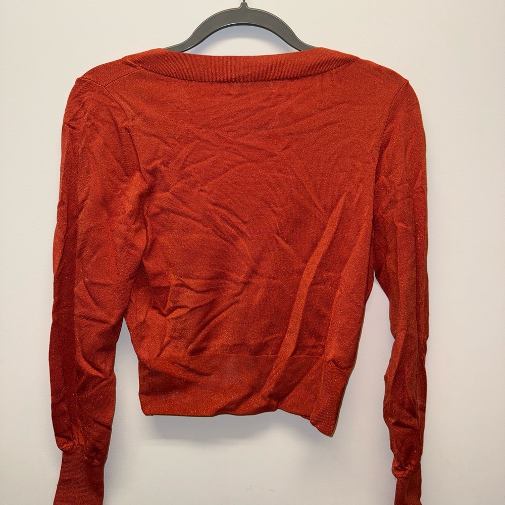 Intermix Rust Orange V-Neck Lightweight Sweater - image 2